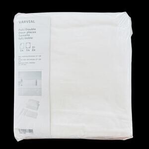 IKEA VARVIAL White Jersey Cotton Full/Double 4 Piece Sheet Set